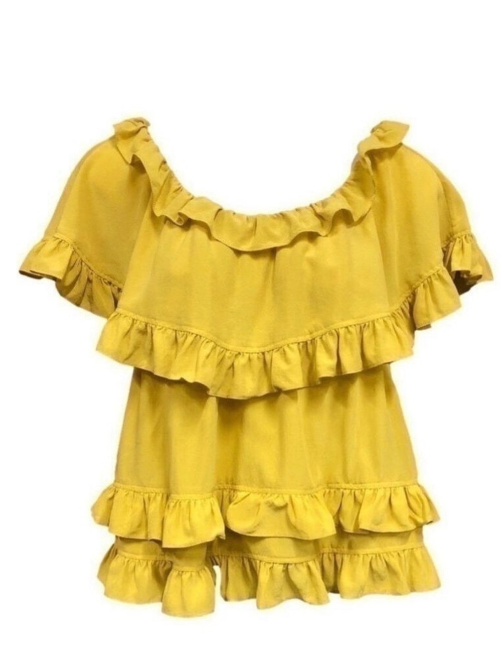 Tibi yellow ruffle silk blouse Size 10 luxurious breathable